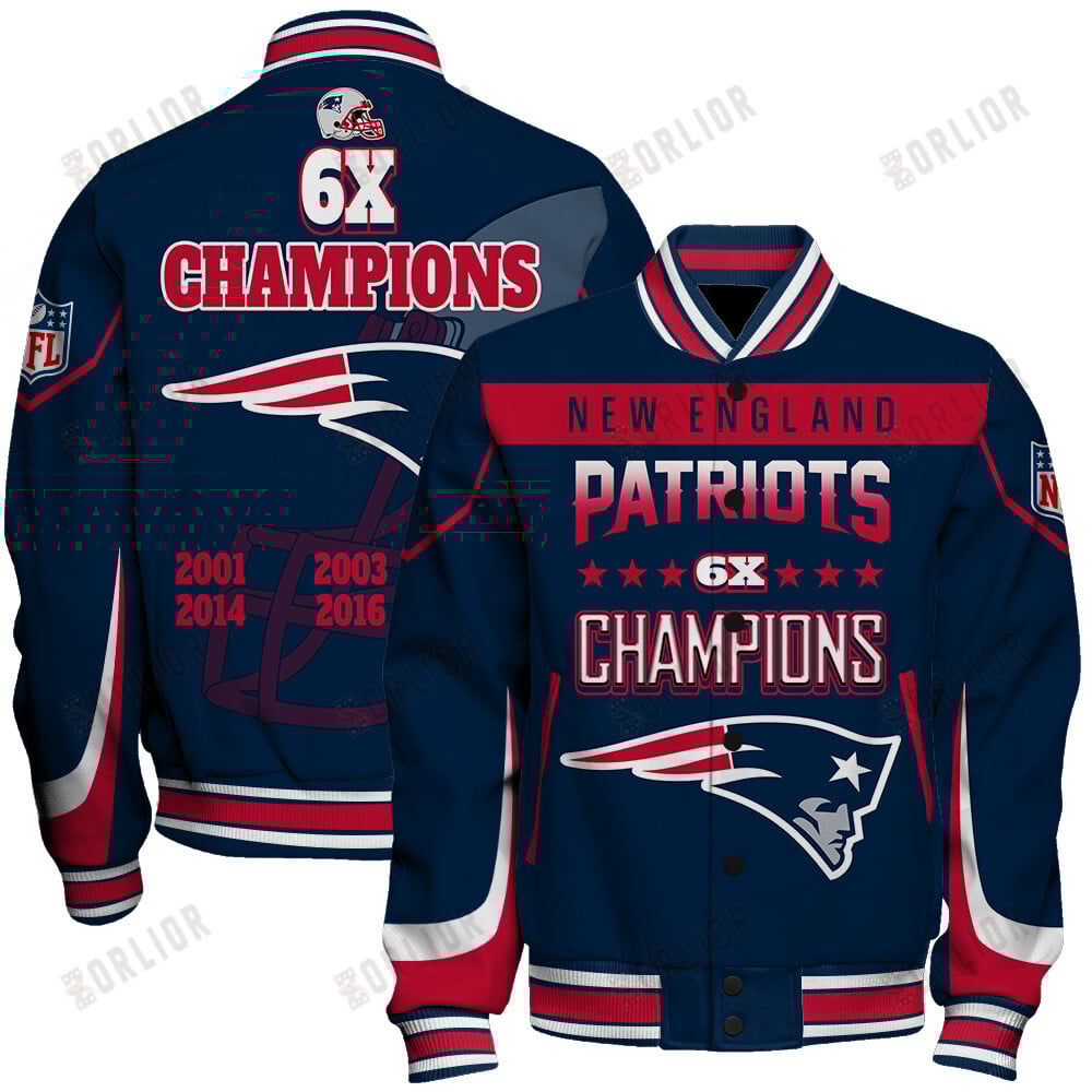 New England Patriots 6X Super Bowl Champions Varsity Jacket
