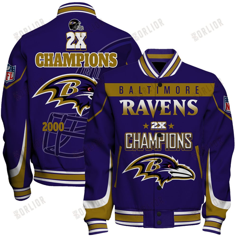 Baltimore Ravens 2X Super Bowl Champions Varsity Jacket