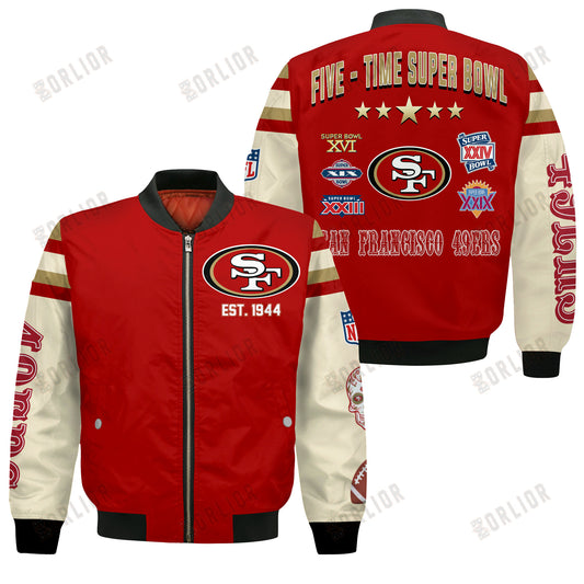 San Francisco 49ers 5X Champions Design Bomber Jacket SFAT V3