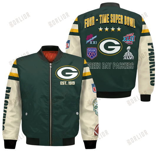 Green Bay Packers 4X Champions Design Bomber Jacket SFAT V3