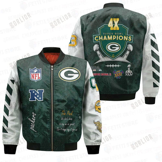 Green Bay Packers 4X Champions Design Bomber Jacket V1