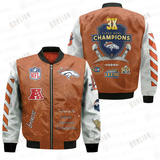 Denver Broncos 3X Champions Design Bomber Jacket V1