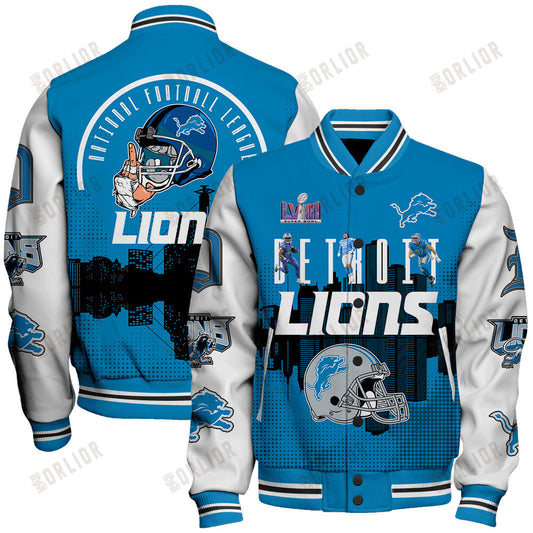 Detroit Lions Team Logo Player Design Varsity Jacket