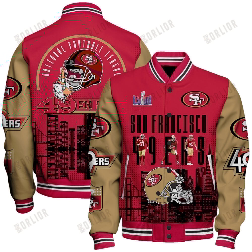 San Francisco 49ers Team Logo Player Design Varsity Jacket