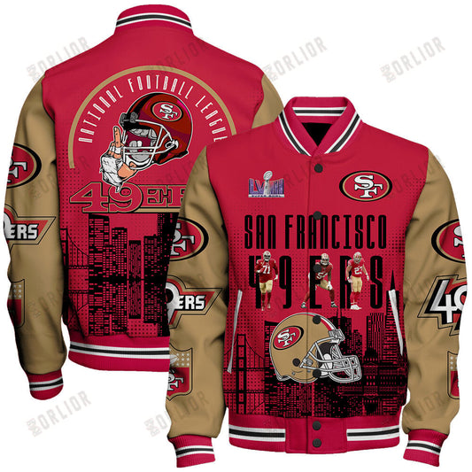 San Francisco 49ers Team Logo Player Design Varsity Jacket