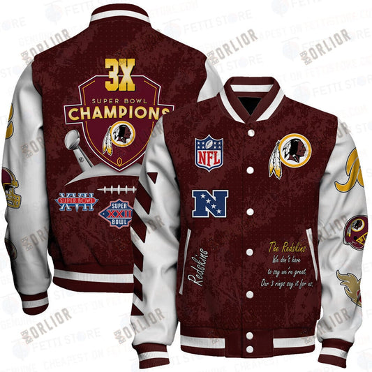 Washington Redskins 3X Champions Print Varsity Jacket