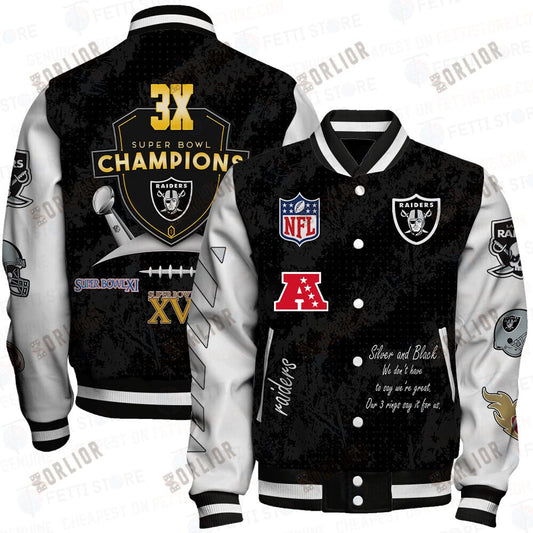 Las Vegas Raiders 3X Champions Print Varsity Jacket