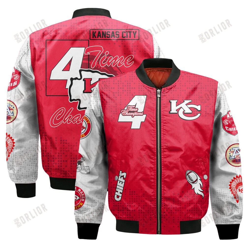 Kansas City Chiefs 4 Times Champions Design Bomber Jacket SFAT V11