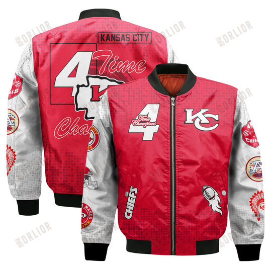 Kansas City Chiefs 4 Times Champions Design Bomber Jacket SFAT V11