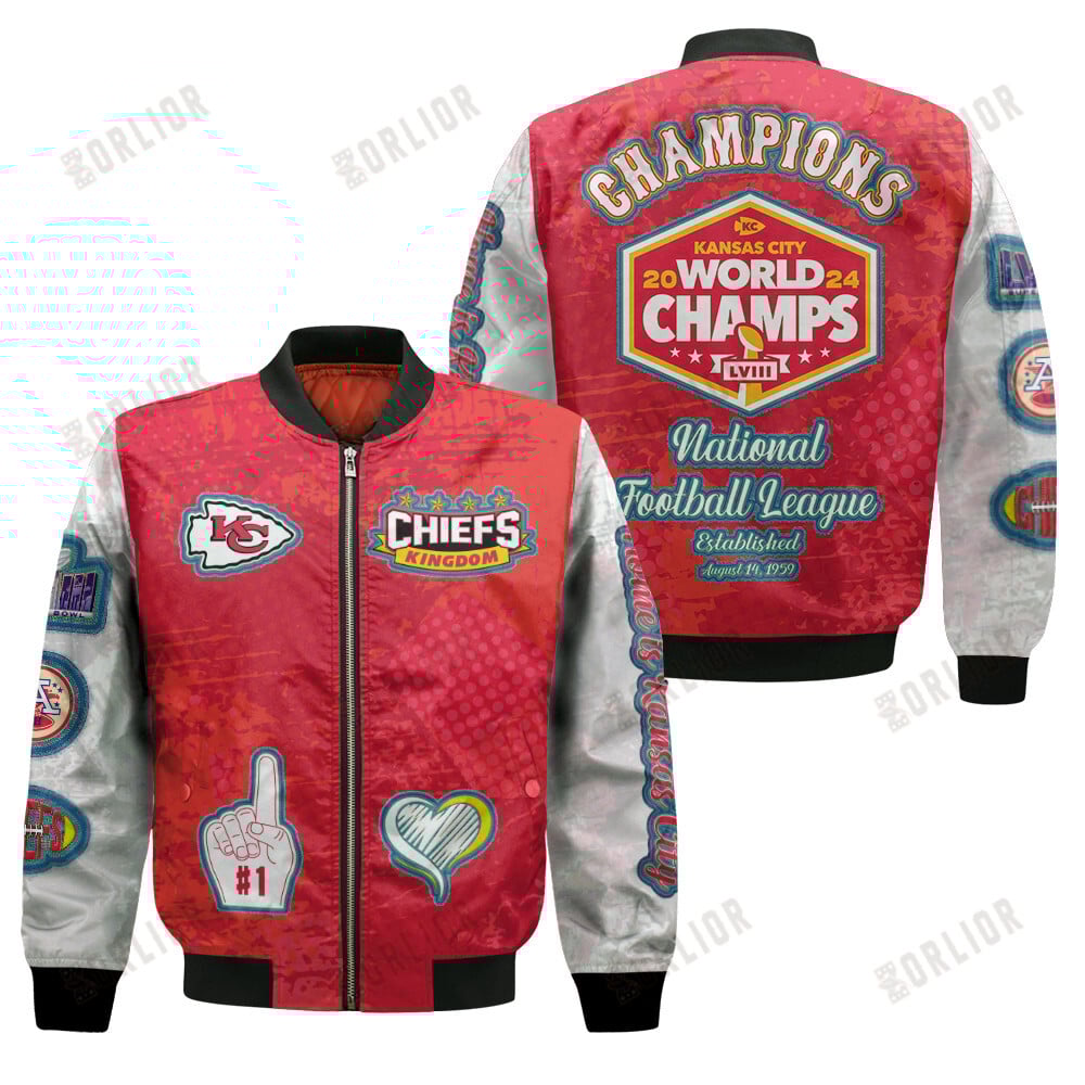 Kansas City Chiefs Super Bowl LVIII Champions Design Bomber Jacket SFAT V15