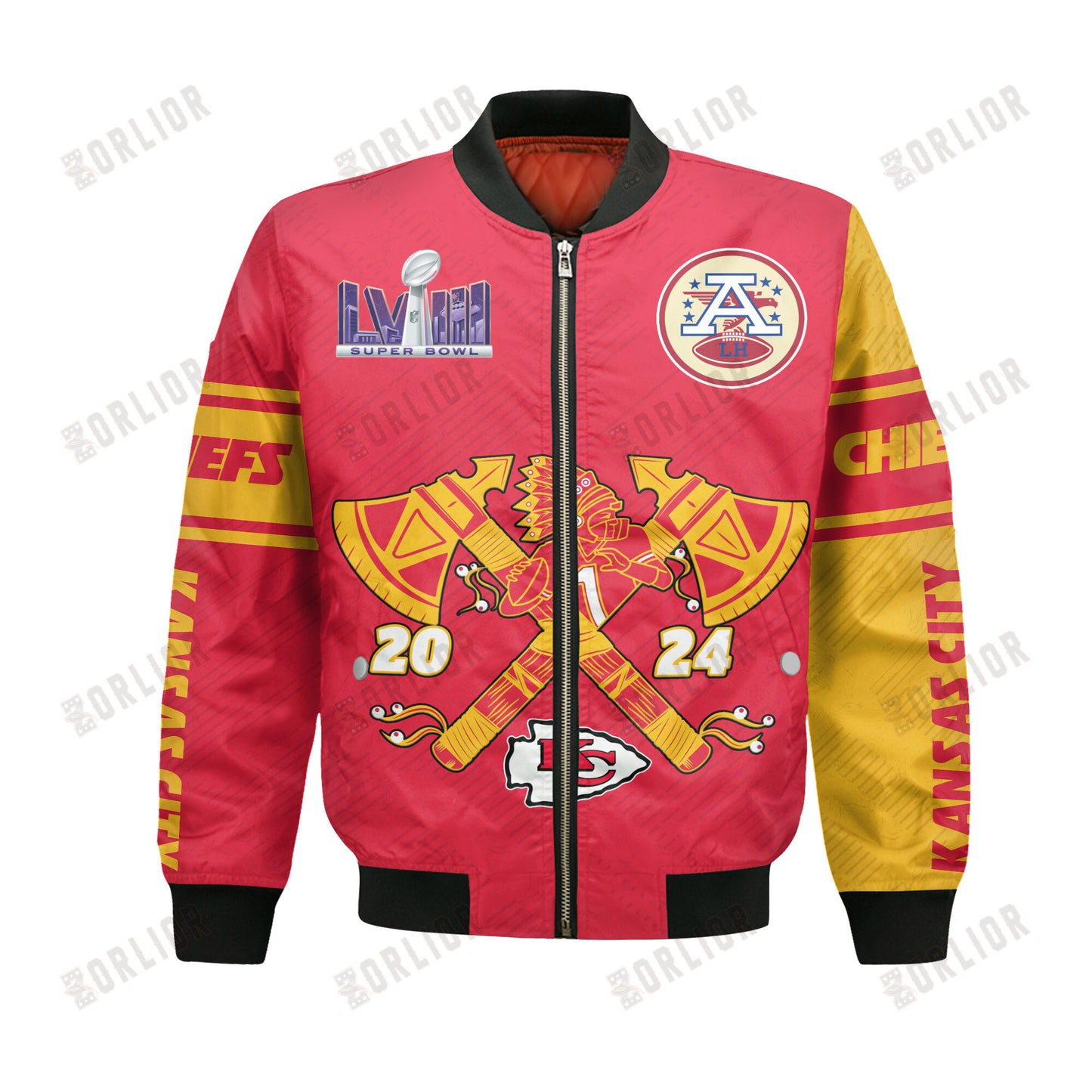 Kansas City Chiefs 2024 Super Bowl Champions Design Bomber Jacket SFAT V21