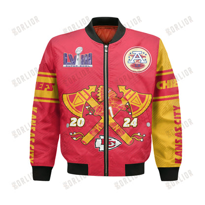 Kansas City Chiefs 2024 Super Bowl Champions Design Bomber Jacket SFAT V21