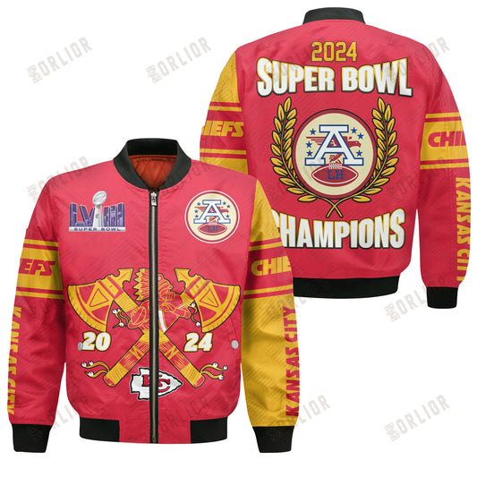 Kansas City Chiefs 2024 Super Bowl Champions Design Bomber Jacket SFAT V21