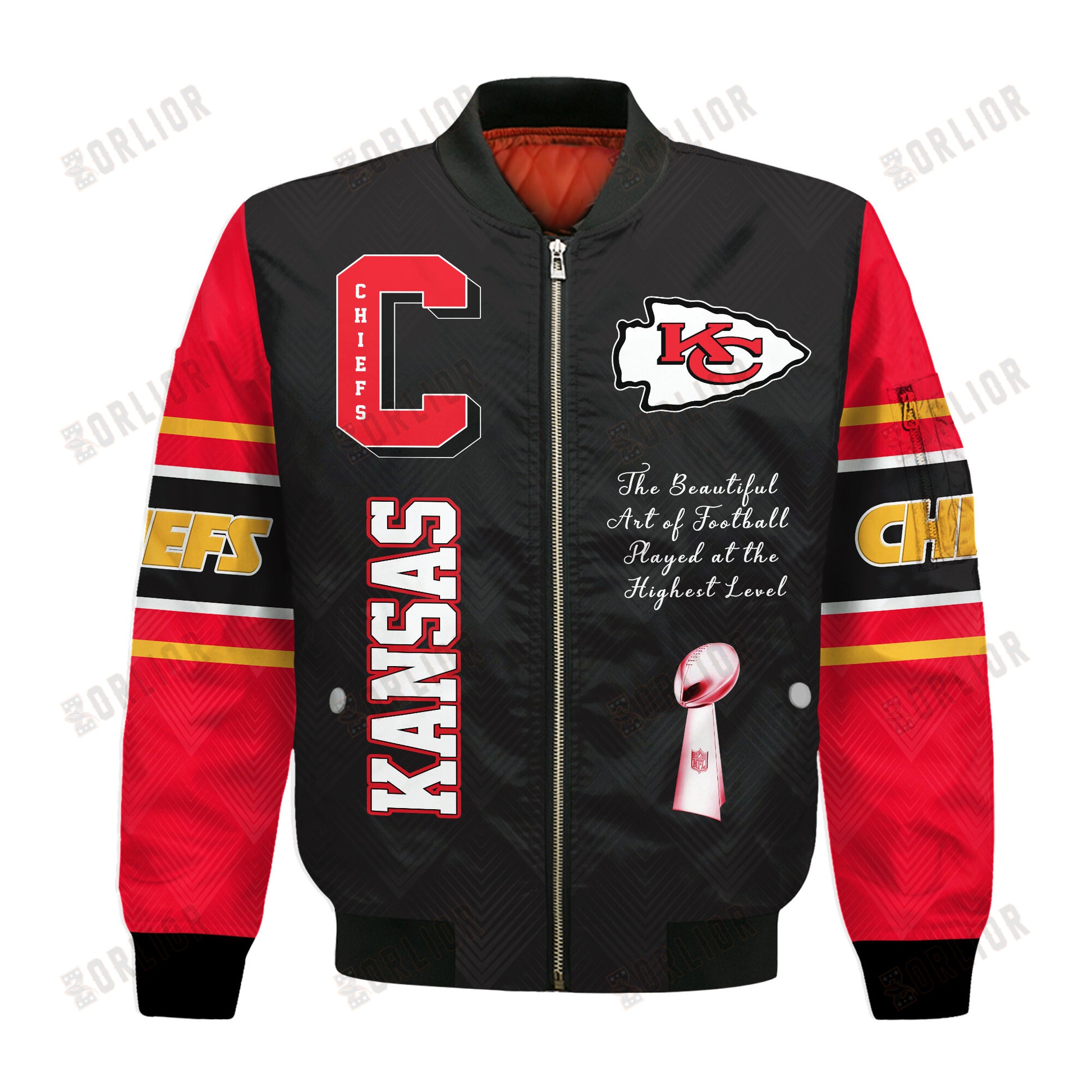 Kansas City Chiefs Four Times Champions Design Bomber Jacket SFAT V22