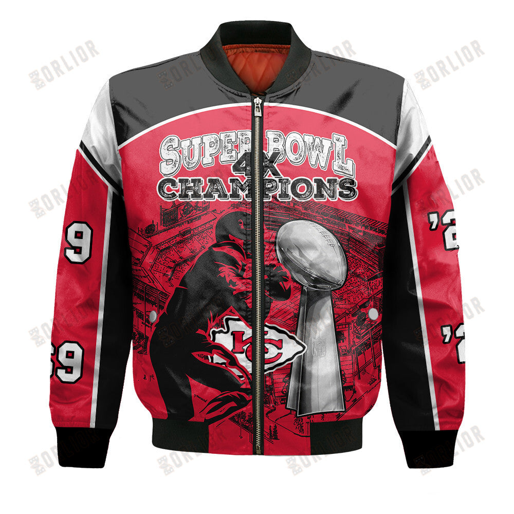 Kansas City Chiefs 4x Super Bowl Champions Design Bomber Jacket SFAT V23