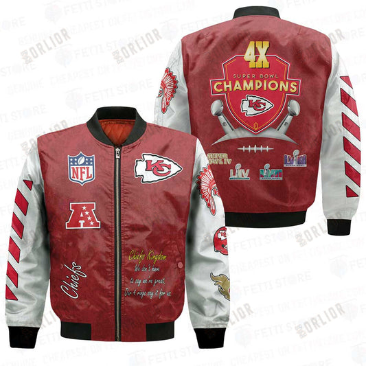 Kansas City Chiefs 4X Champions Design Bomber Jacket V1