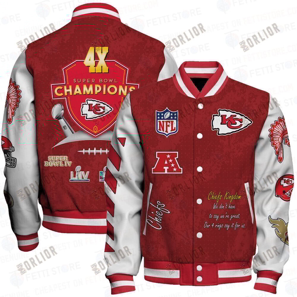 Kansas City Chiefs 4X Champions Print Varsity Jacket