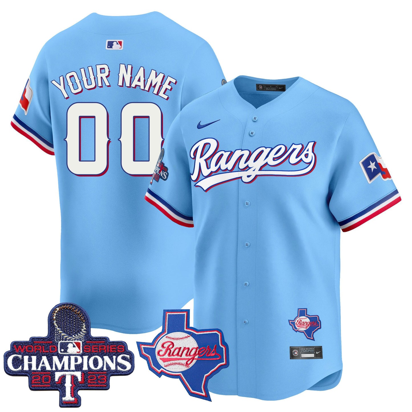 Texas Rangers World Series Champions Vapor Premier Limited Custom Jersey V2 - All Stitched