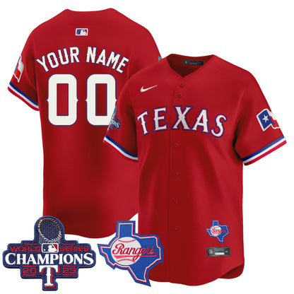 Texas Rangers World Series Champions Vapor Premier Limited Custom Jersey V2 - All Stitched