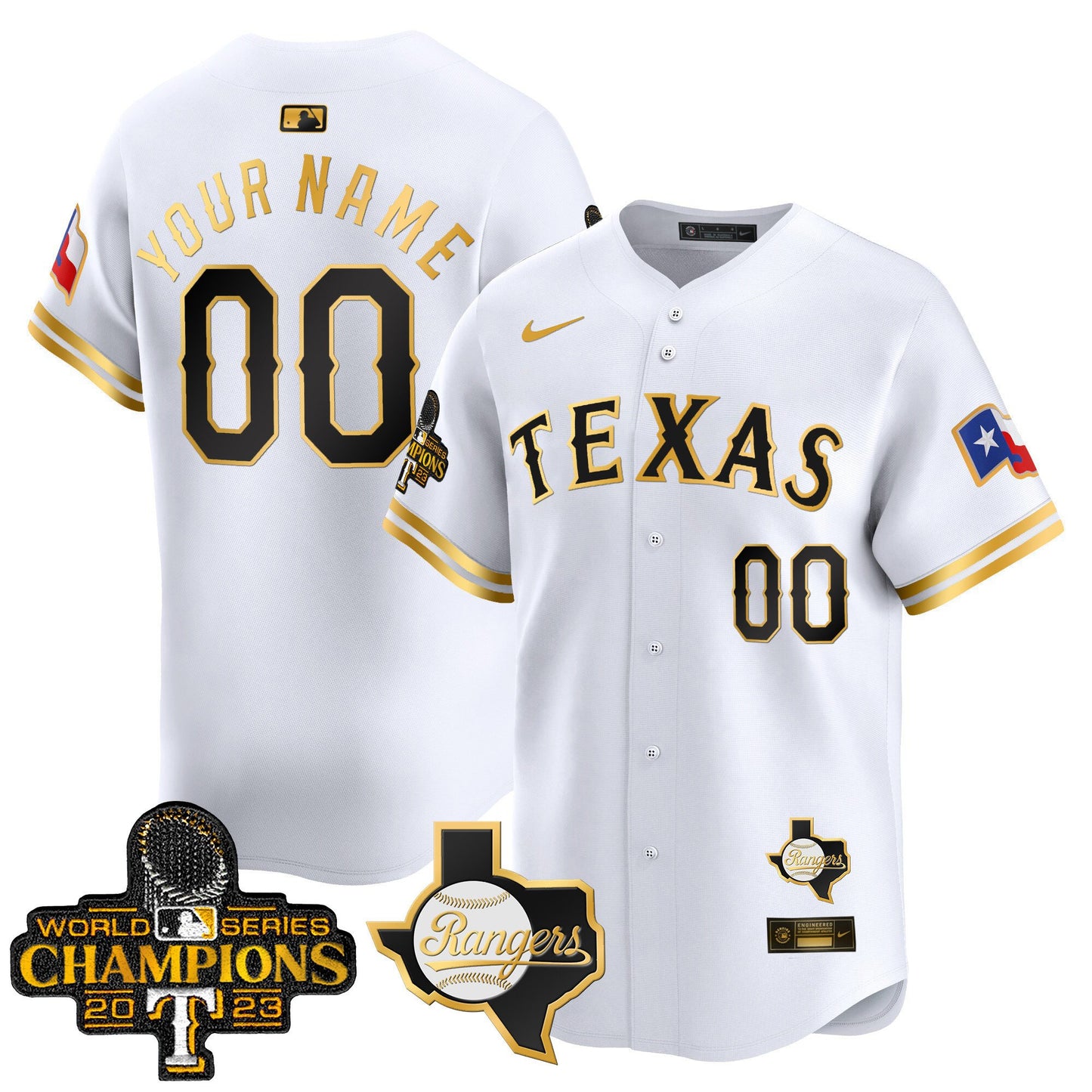 Texas Rangers World Series Champions Vapor Premier Limited Custom Jersey V2 - All Stitched