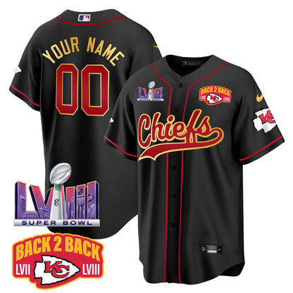 Chiefs Super Bowl LVIII & Back 2 Back Patch Baseball Custom Jersey - All Stitched