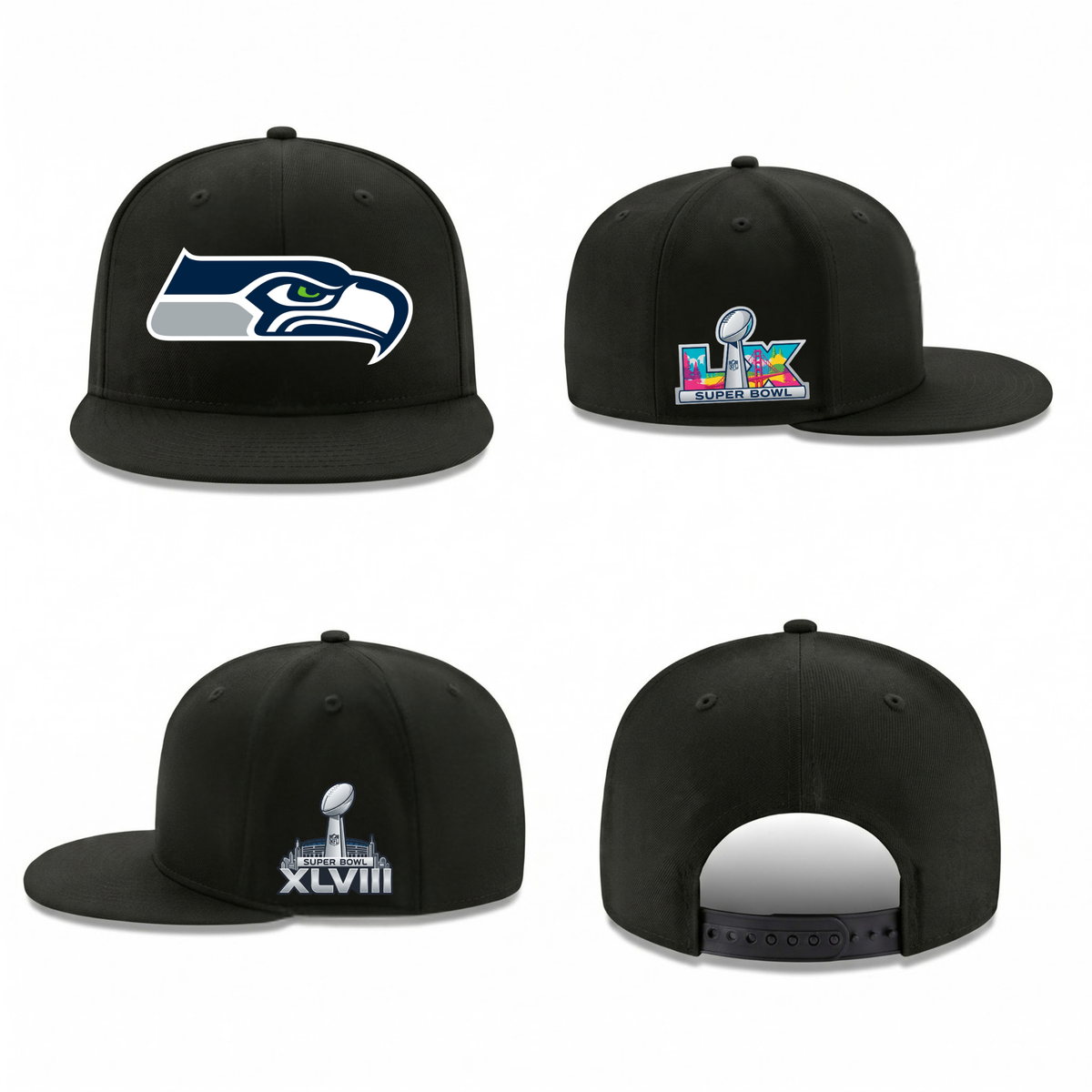 SEA Super Bowl Champions Snapback Cap - Printed V1