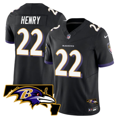 Derrick Henry Ravens Maryland Patch Vapor Limited Jersey - All Stitched