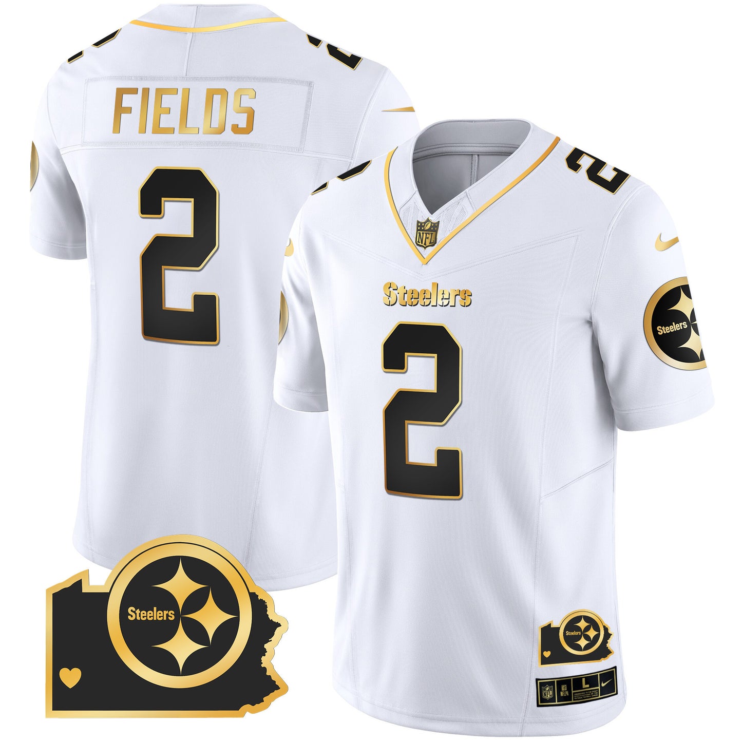 Steelers Home Patch Gold Vapor Jersey - All Stitched