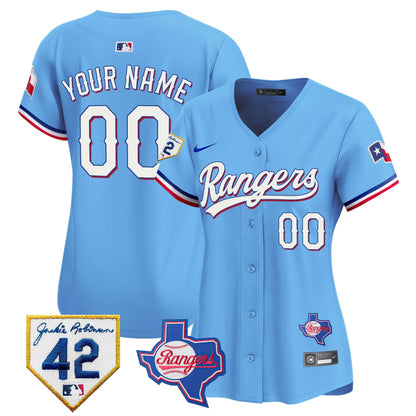 Texas Rangers 2024 Jackie Robinson Patch Vapor Premier Limited Custom Jersey - All Stitched