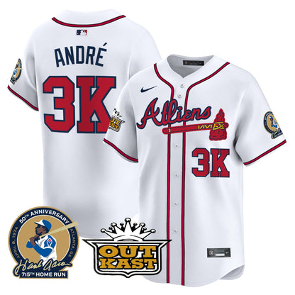 Atlanta Braves Atliens & Hank Aaron Patch Vapor Premier Limited Jersey - All Stitched