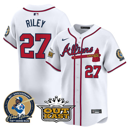 Atlanta Braves Atliens & Hank Aaron Patch Vapor Premier Limited Jersey - All Stitched