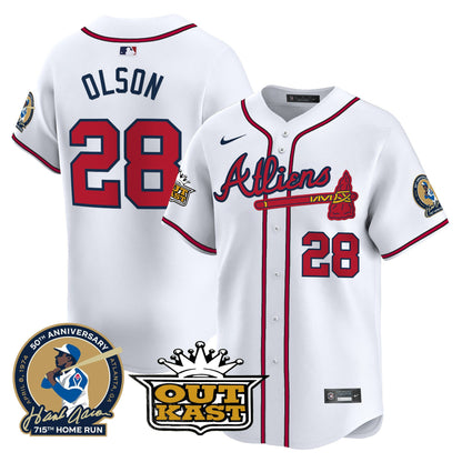 Atlanta Braves Atliens & Hank Aaron Patch Vapor Premier Limited Jersey - All Stitched