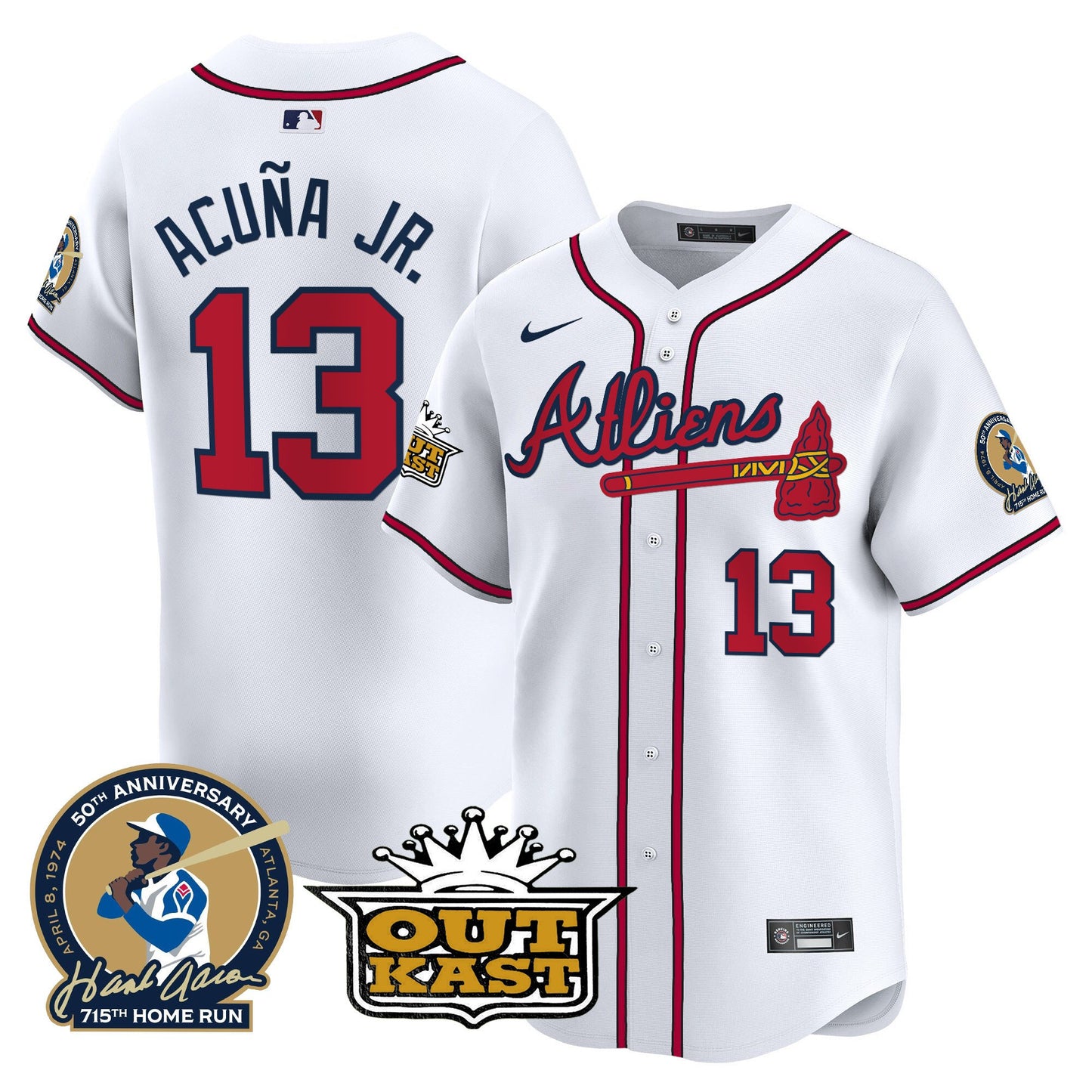 Atlanta Braves Atliens & Hank Aaron Patch Vapor Premier Limited Jersey - All Stitched