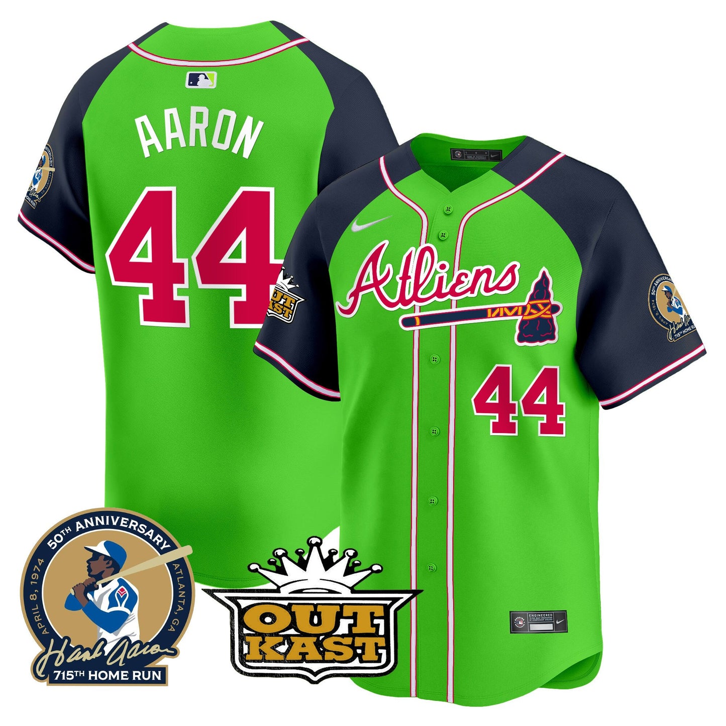 Atlanta Braves Atliens & Hank Aaron Patch Vapor Premier Limited Jersey - All Stitched