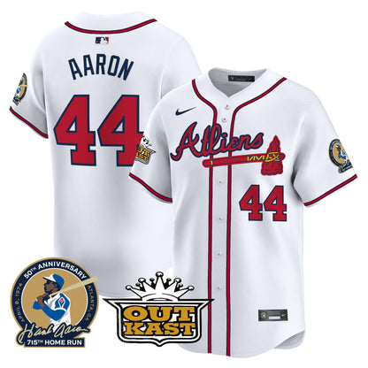 Atlanta Braves Atliens & Hank Aaron Patch Vapor Premier Limited Jersey - All Stitched