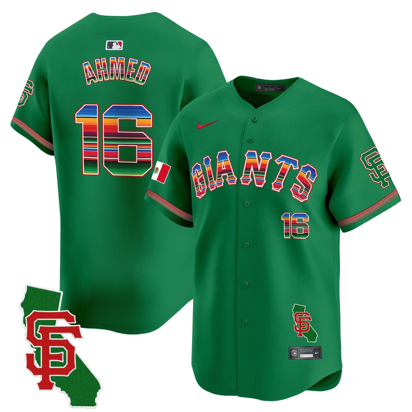 San Francisco Giants Mexico California Patch Vapor Premier Limited Jersey - All Stitched