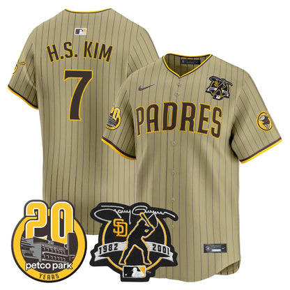 Padres Tony Gwynn & Petco Park 20th Patch Vapor Premier Limited Jersey ·All Stitched