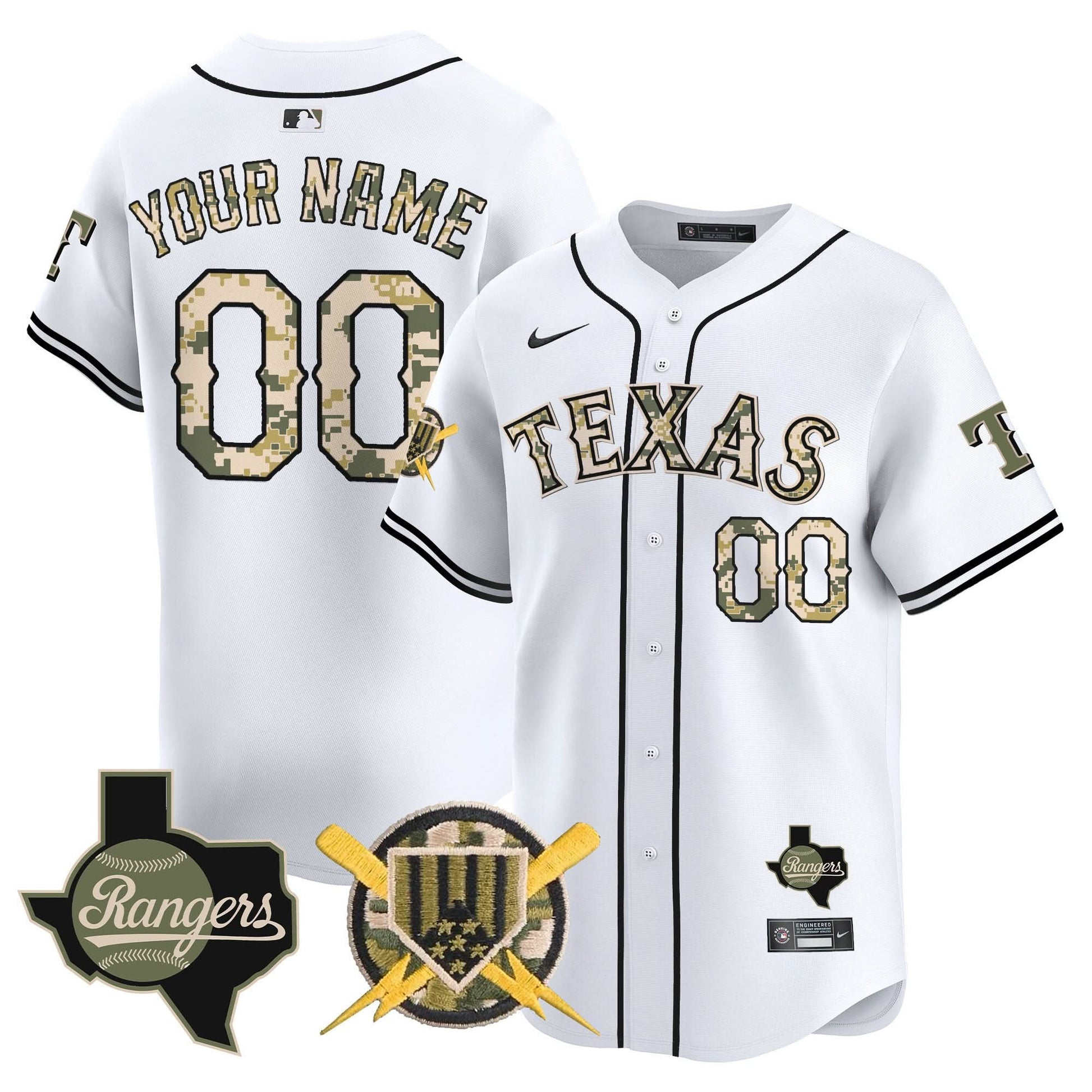 Texas Rangers Armed Forces Day Vapor Premier Limited Custom Jersey - All Stitched