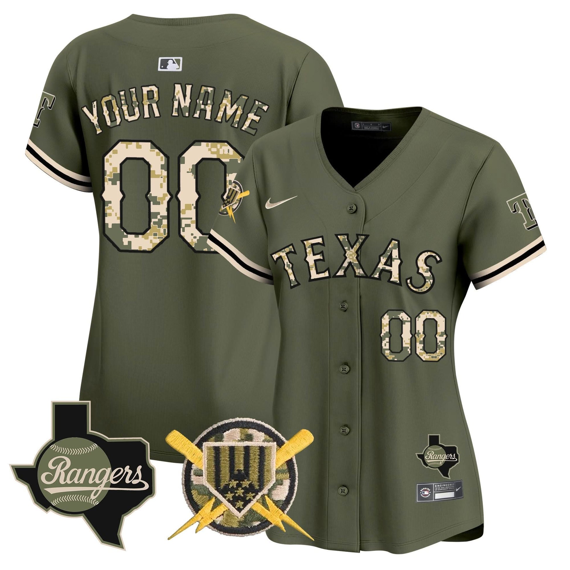 Texas Rangers Armed Forces Day Vapor Premier Limited Custom Jersey - All Stitched