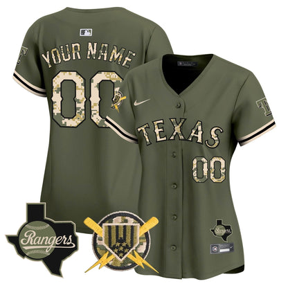 Texas Rangers Armed Forces Day Vapor Premier Limited Custom Jersey - All Stitched