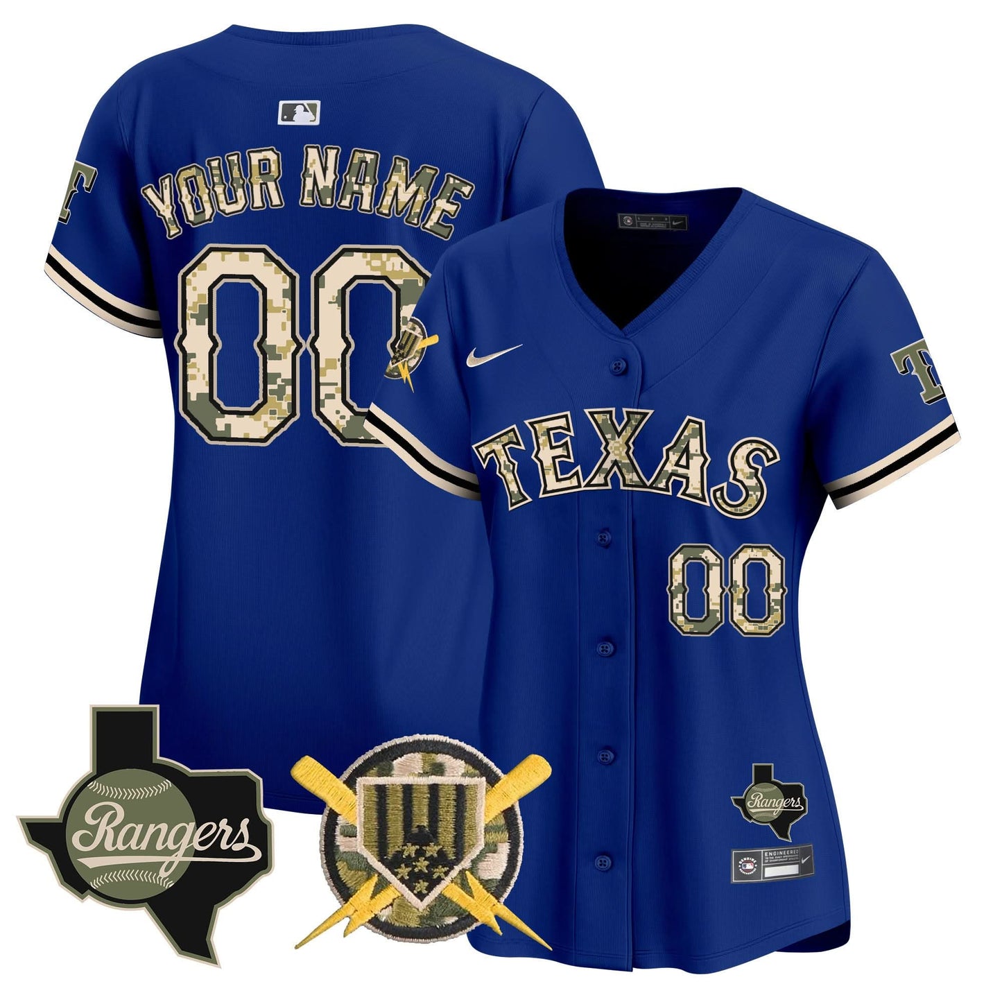 Texas Rangers Armed Forces Day Vapor Premier Limited Custom Jersey - All Stitched