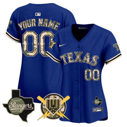 Texas Rangers Armed Forces Day Vapor Premier Limited Custom Jersey - All Stitched