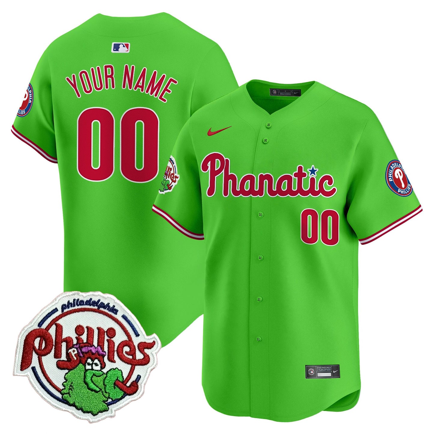 Phillies Phanatic Patch Vapor Premier Limited Custom Jersey - All Stitched