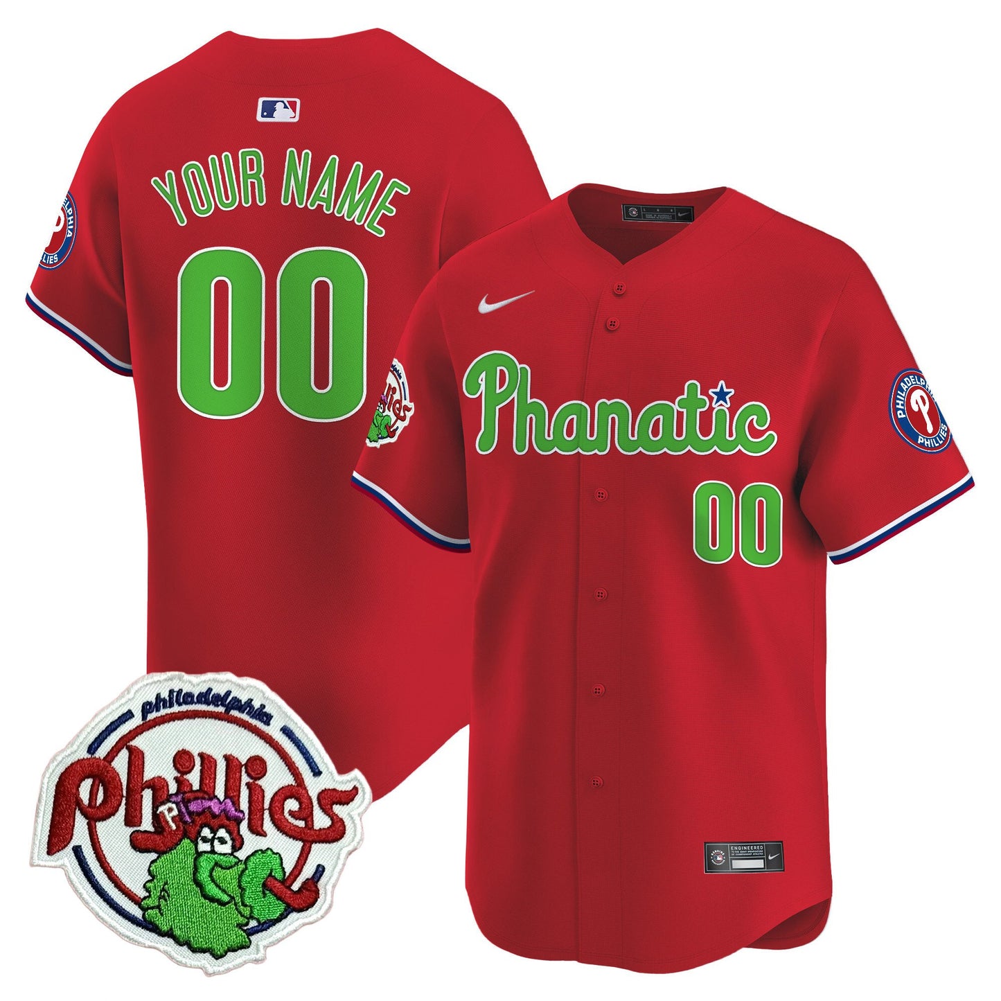 Phillies Phanatic Patch Vapor Premier Limited Custom Jersey - All Stitched