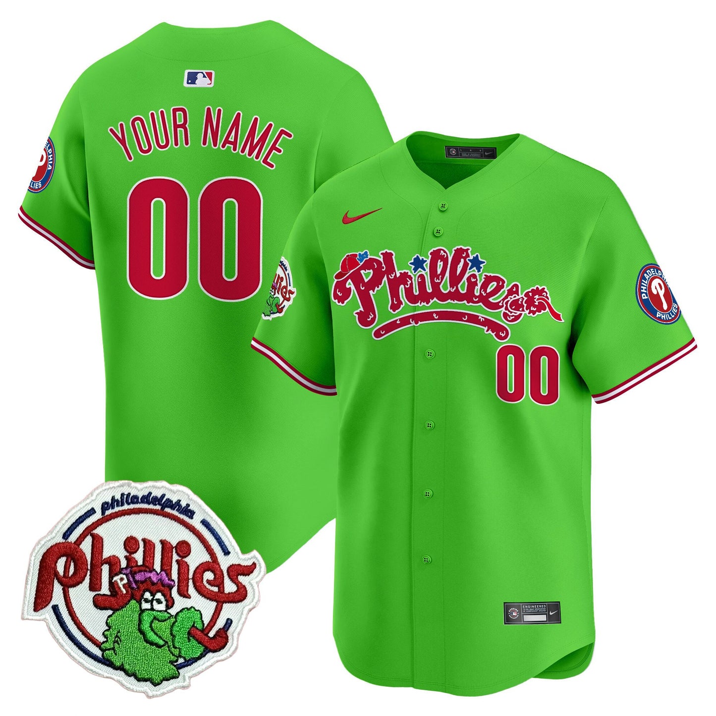 Phillies Phanatic Patch Vapor Premier Limited Custom Jersey V2 - All Stitched