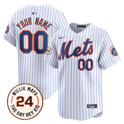 Mets Willie Mays Patch Vapor Premier Limited Custom Jersey - All Stitched