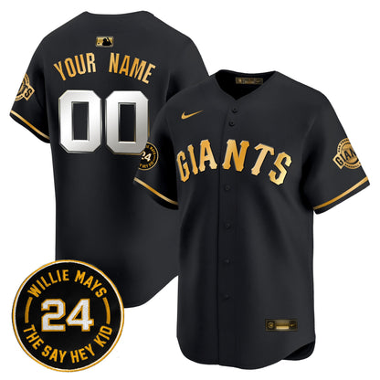 San Francisco Giants 2024 Willie Mays Patch Vapor Premier Limited Custom Jersey - All Stitched