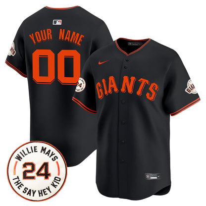 San Francisco Giants 2024 Willie Mays Patch Vapor Premier Limited Custom Jersey - All Stitched