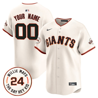 San Francisco Giants 2024 Willie Mays Patch Vapor Premier Limited Custom Jersey - All Stitched