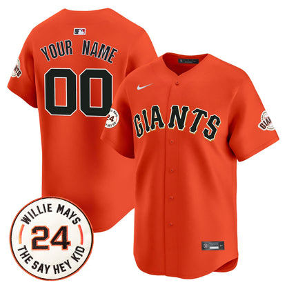 San Francisco Giants 2024 Willie Mays Patch Vapor Premier Limited Custom Jersey - All Stitched